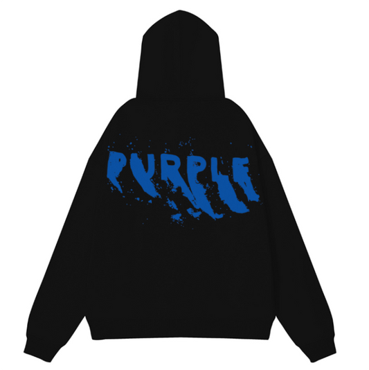 VELCEN Purple Brand Logo Pattern Printed Hoodie