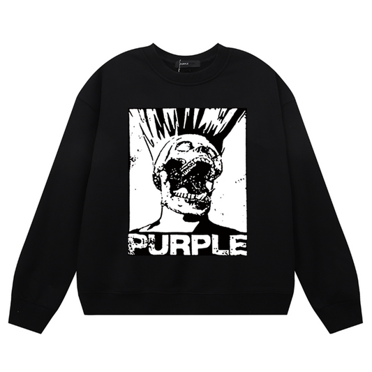 VELCEN Purple Brand Logo Printed Sweatshirts