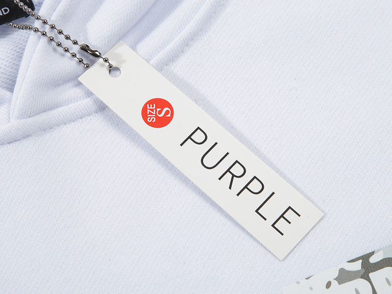 VELCEN Purple Brand Logo Pattern Printed Hoodie
