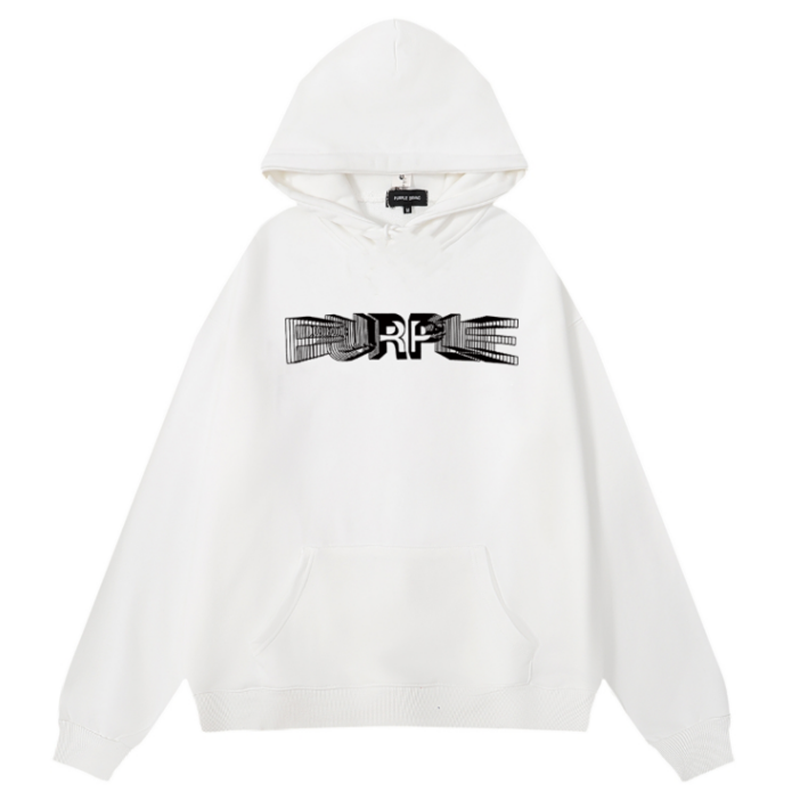 VELCEN Purple Brand Logo Pattern Printed Hoodie