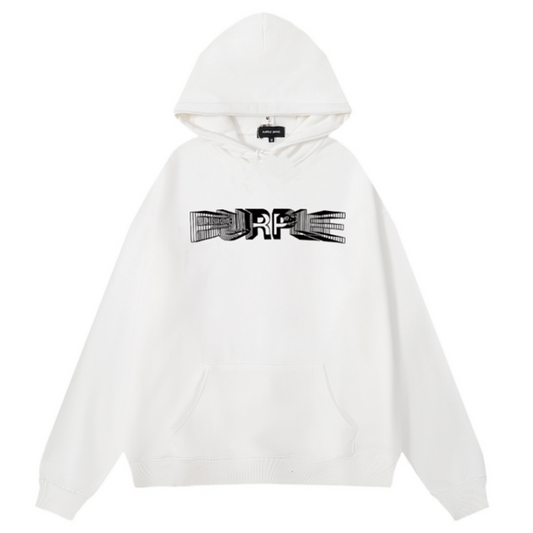 VELCEN Purple Brand Logo Pattern Printed Hoodie