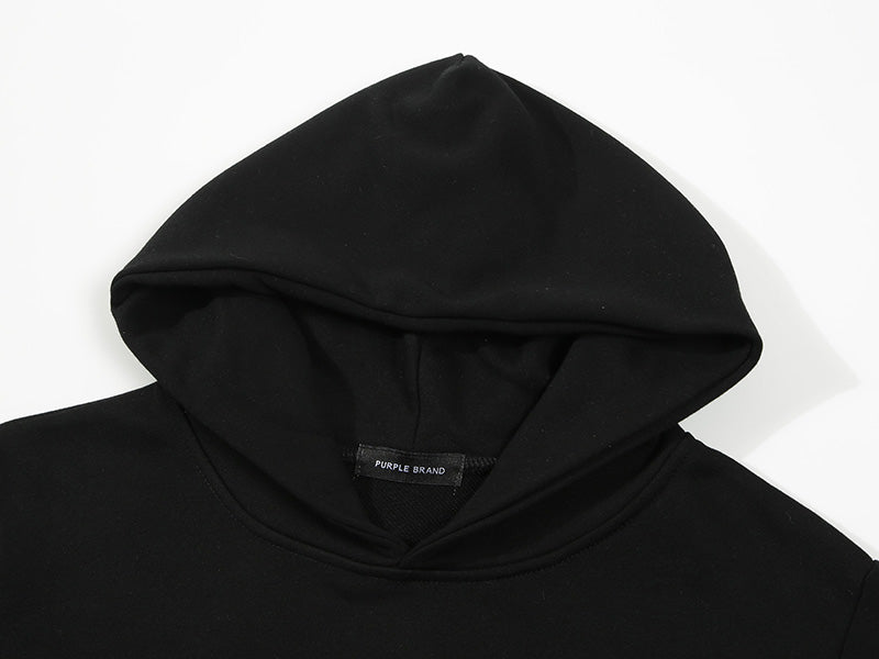VELCEN Purple Brand Logo Pattern Printed Hoodie