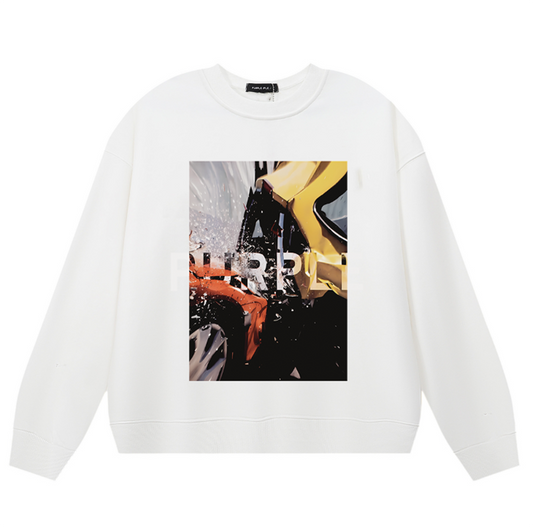 VELCEN Purple Brand Logo Printed Sweatshirts