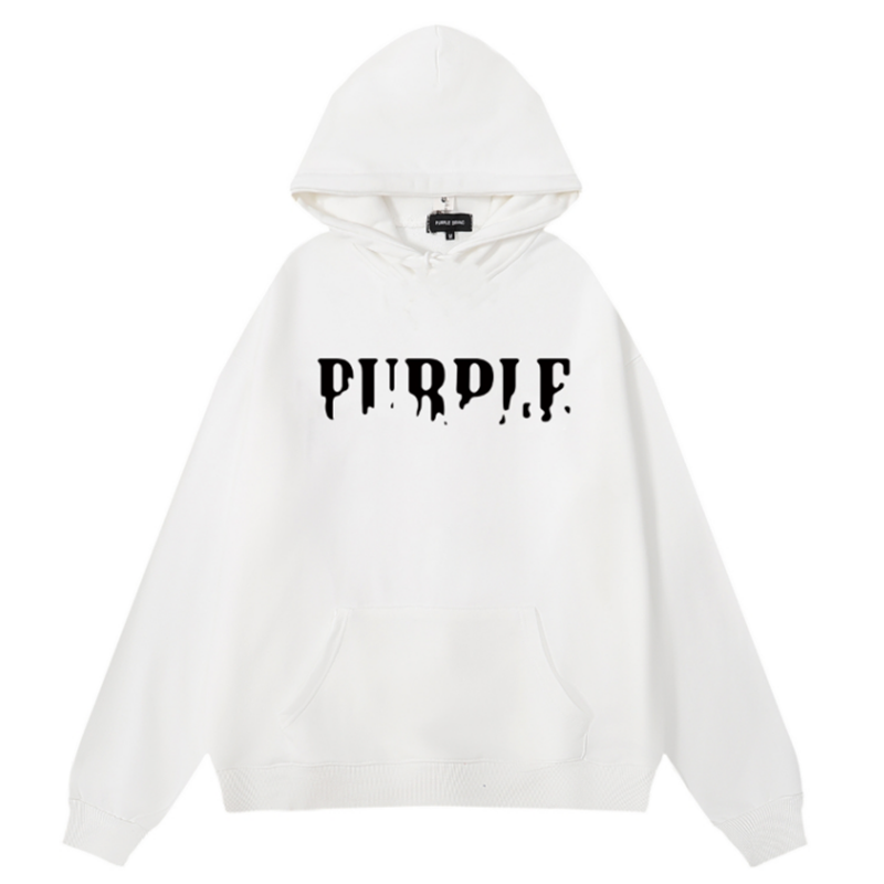 VELCEN Purple Brand Logo Pattern Printed Hoodie