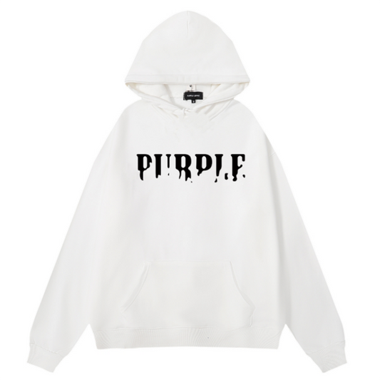 VELCEN Purple Brand Logo Pattern Printed Hoodie