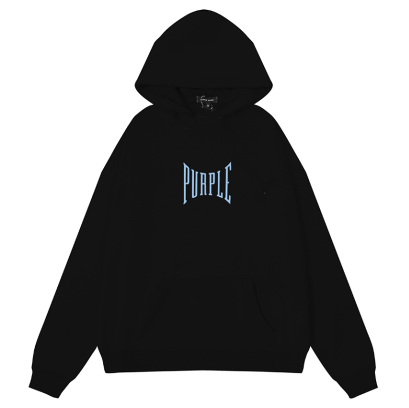 VELCEN Purple Brand Logo Pattern Printed Hoodie