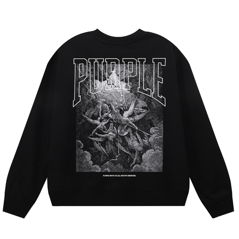 VELCEN Purple Brand Logo Printed Sweatshirts