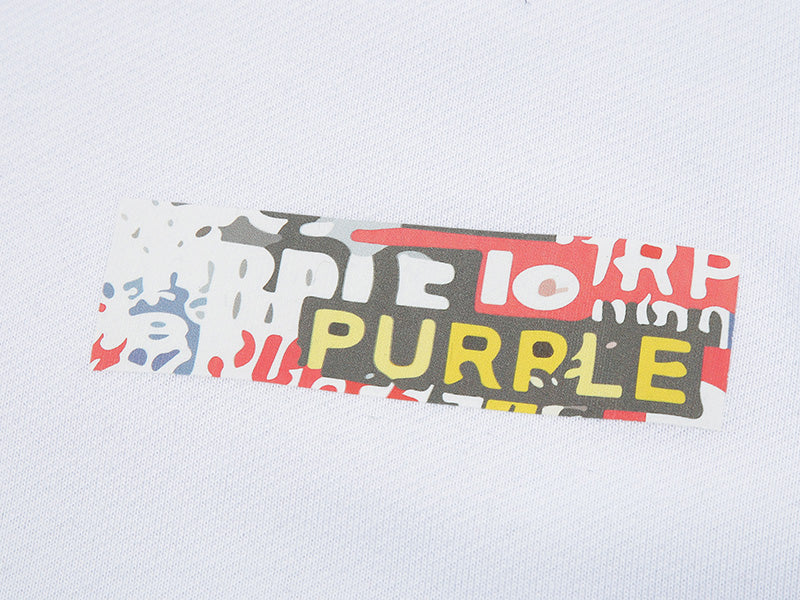 VELCEN Purple Brand Logo Pattern Printed Hoodie