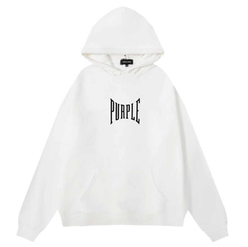 VELCEN Purple Brand Logo Pattern Printed Hoodie