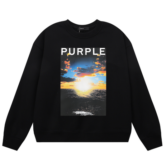 VELCEN Purple Brand Logo Printed Sweatshirts