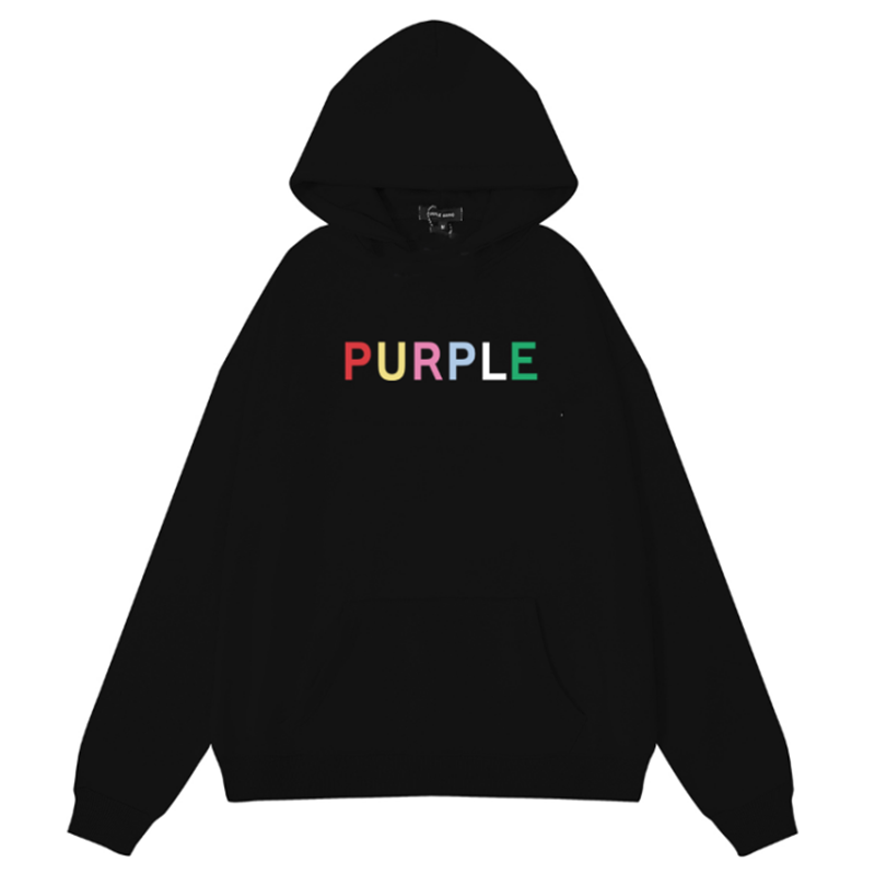 VELCEN Purple Brand Logo Pattern Printed Hoodie