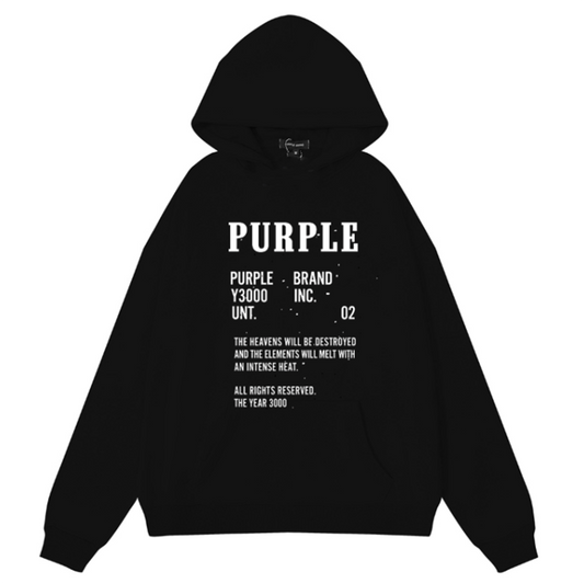 VELCEN Purple Brand Logo Pattern Printed Hoodie