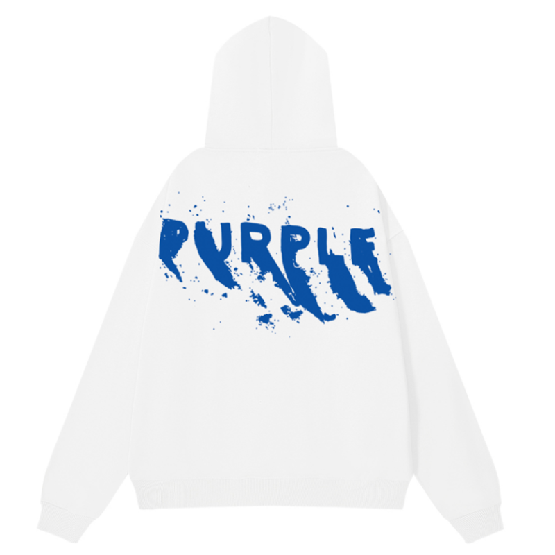 VELCEN Purple Brand Logo Pattern Printed Hoodie