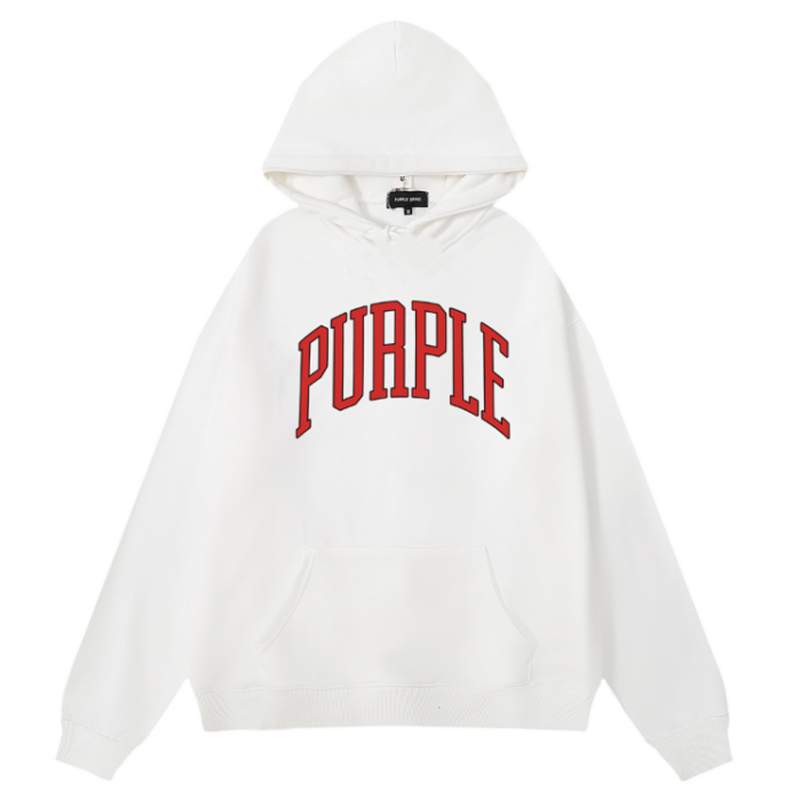 VELCEN Purple Brand Logo Pattern Printed Hoodie