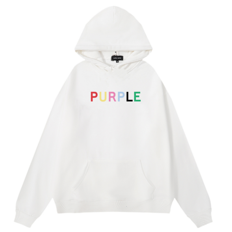 VELCEN Purple Brand Logo Pattern Printed Hoodie
