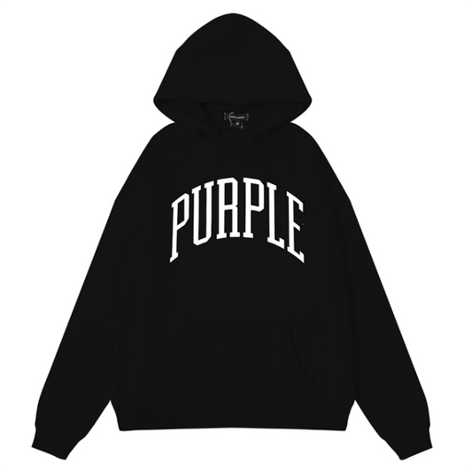 VELCEN Purple Brand Logo Pattern Printed Hoodie