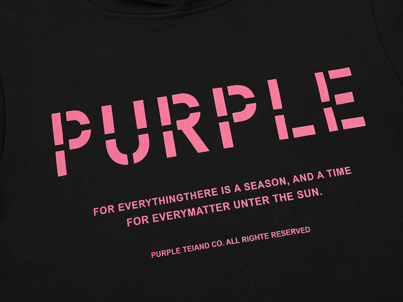 VELCEN Purple Brand Logo Pattern Printed Hoodie